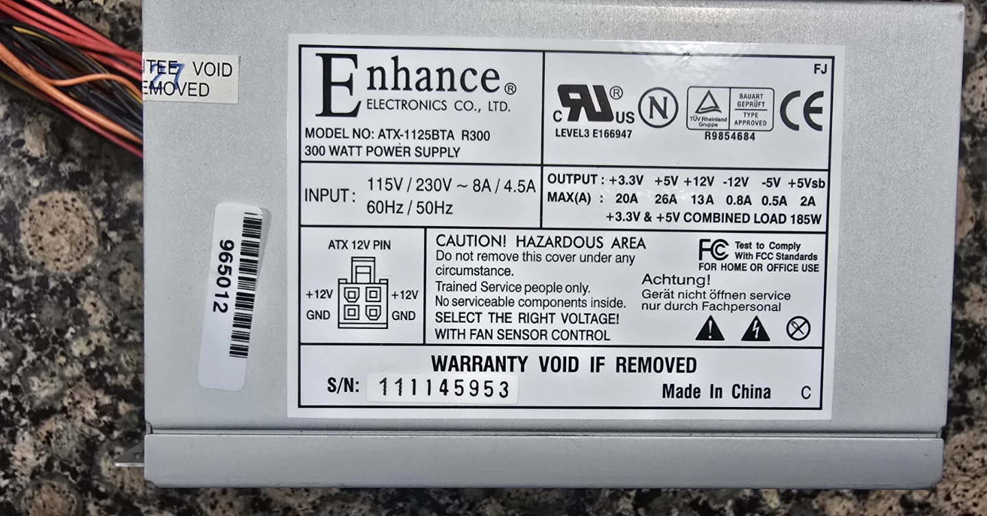 Enhance ATX-1125BTA R300 300 Watt Power Supply - photo 5