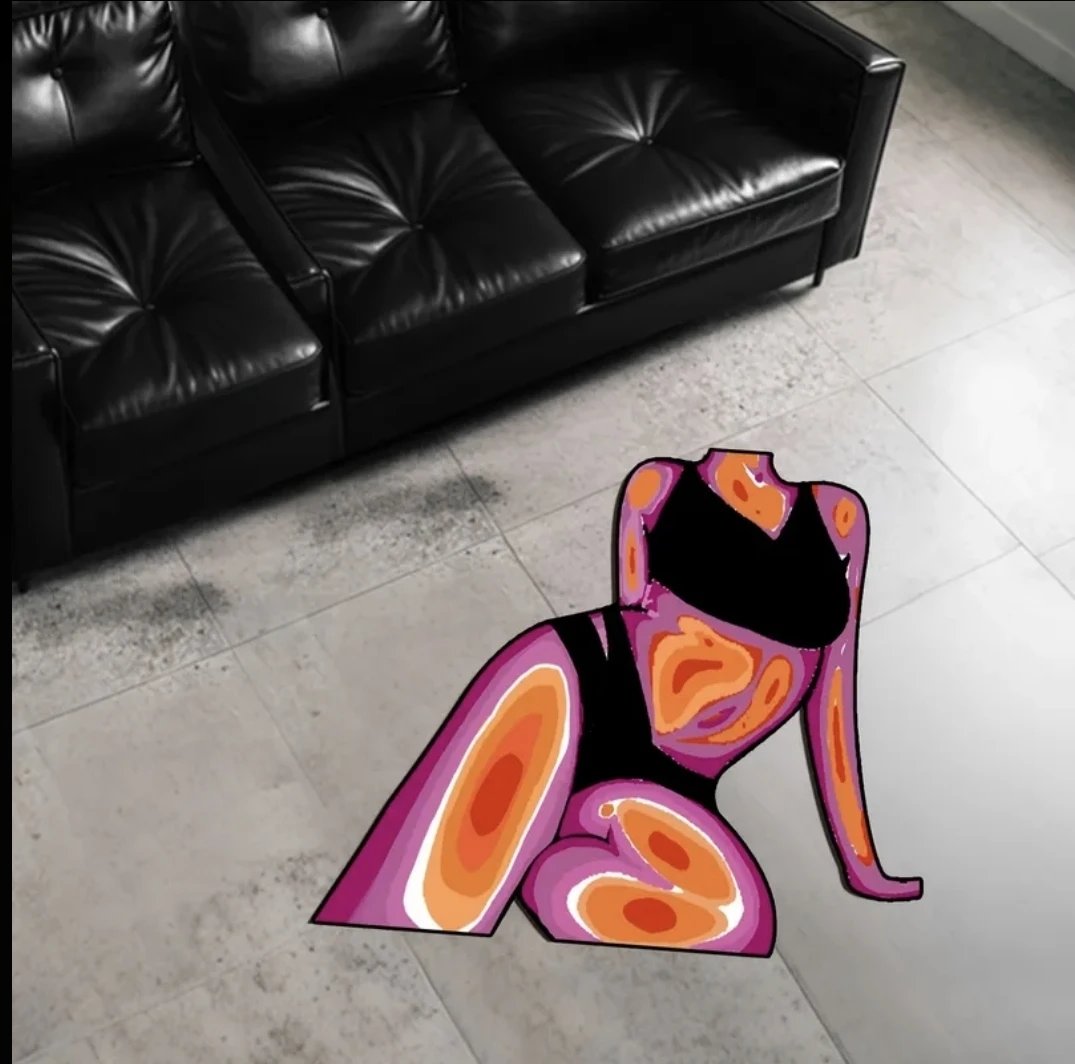 Abstract Thermal Body Art Rug - Heat Map Female Form Bed/Bath - photo 2