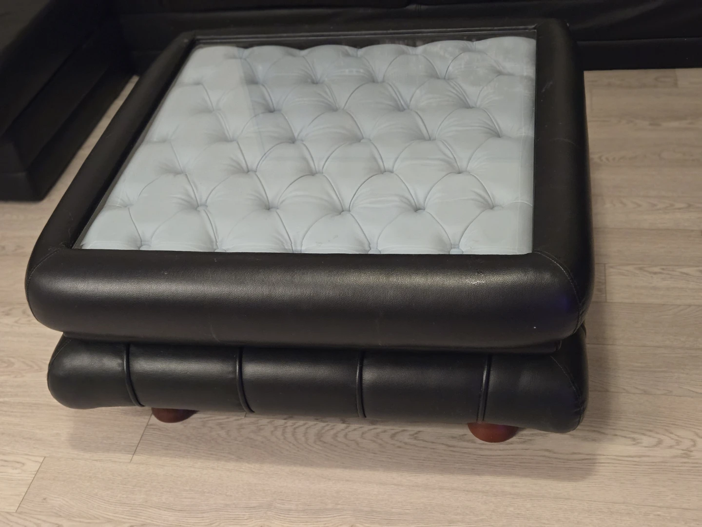 Tufted Ottoman Coffee Table with Glass Top - photo 2