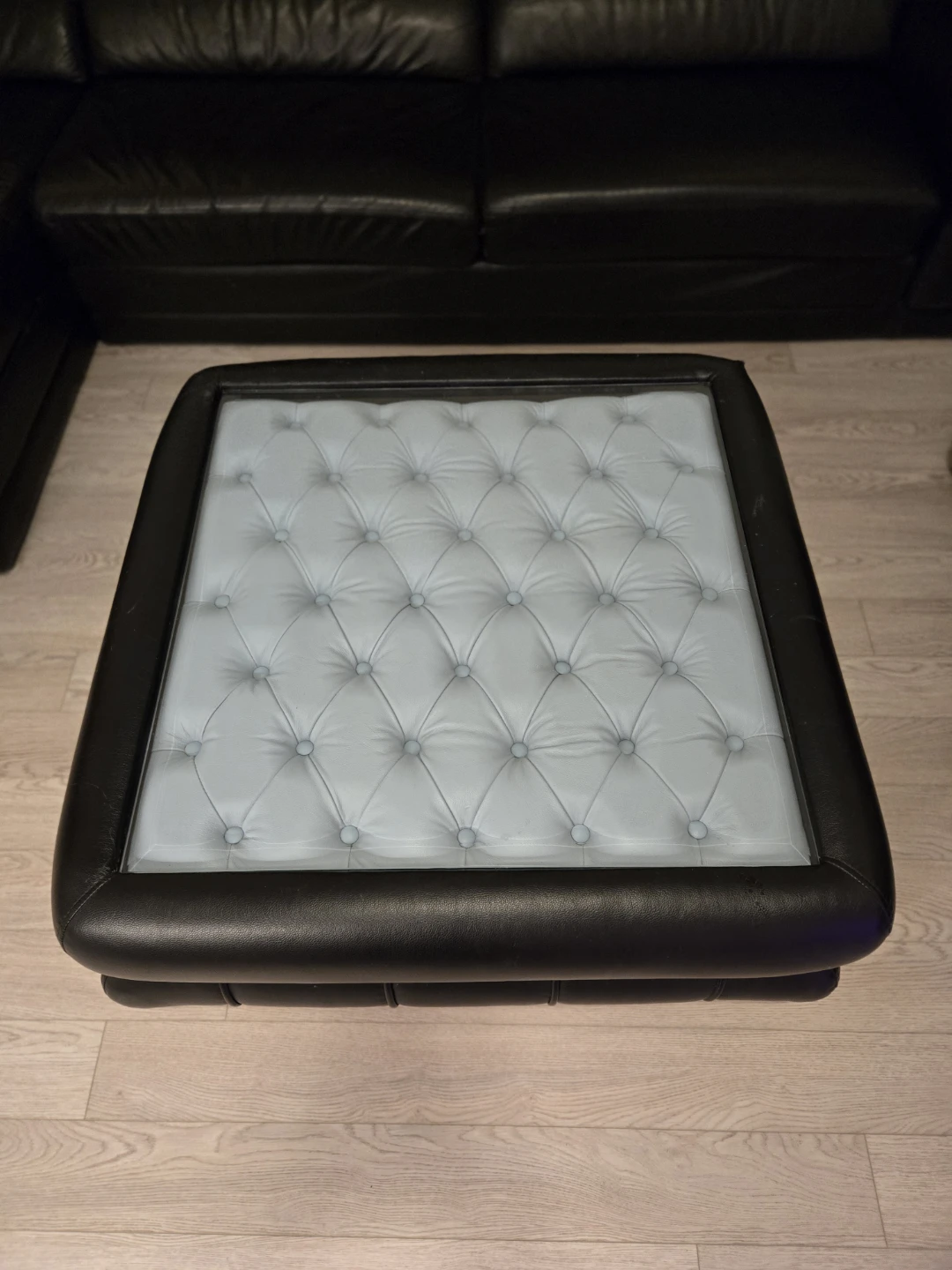Tufted Ottoman Coffee Table with Glass Top - photo 3