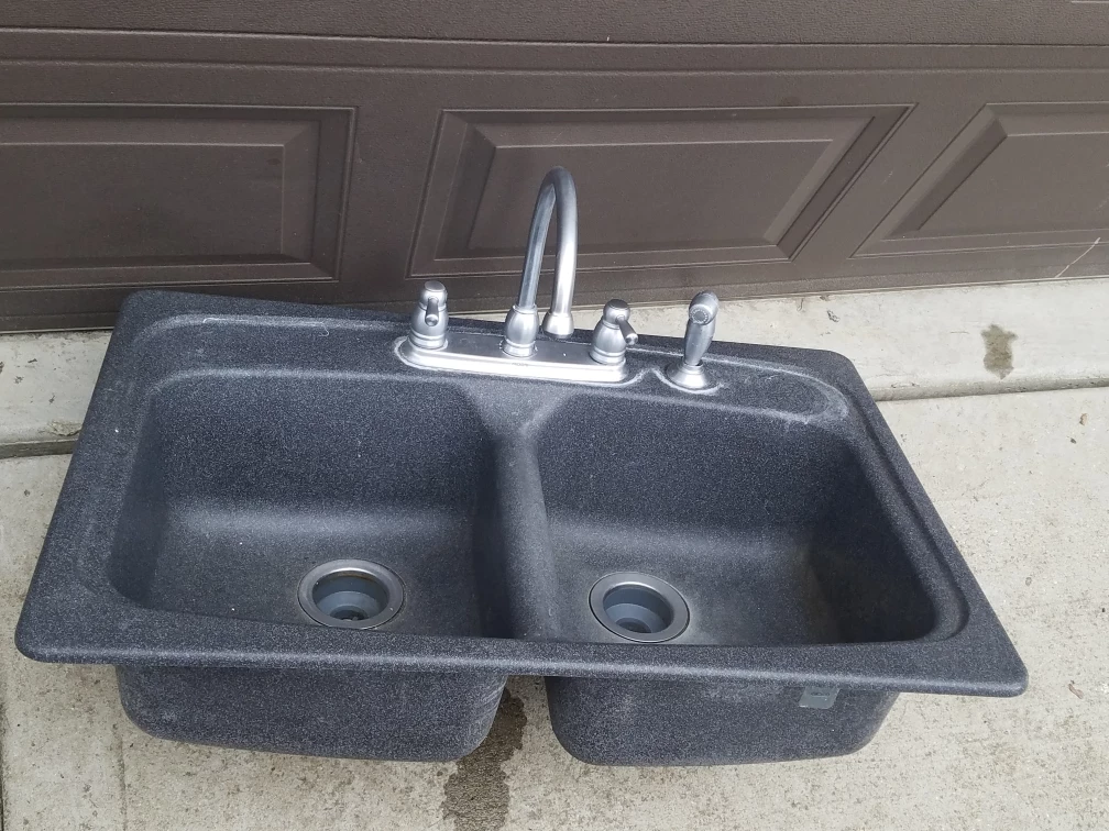 Double Bowl Kitchen Sink with Faucet - photo 2