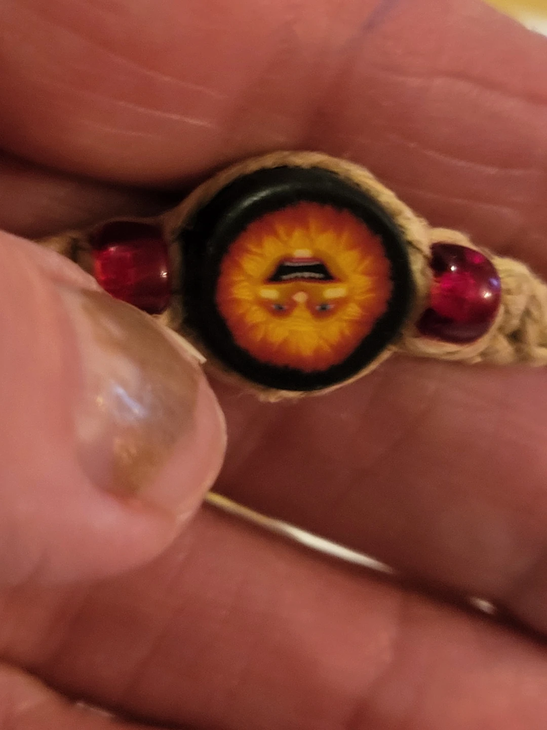 Handmade Hemp Cord Bracelet with Smiley Sun Charm - photo 3