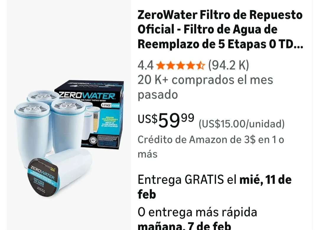ZeroWater 4 Replacement Water Filters - photo 2