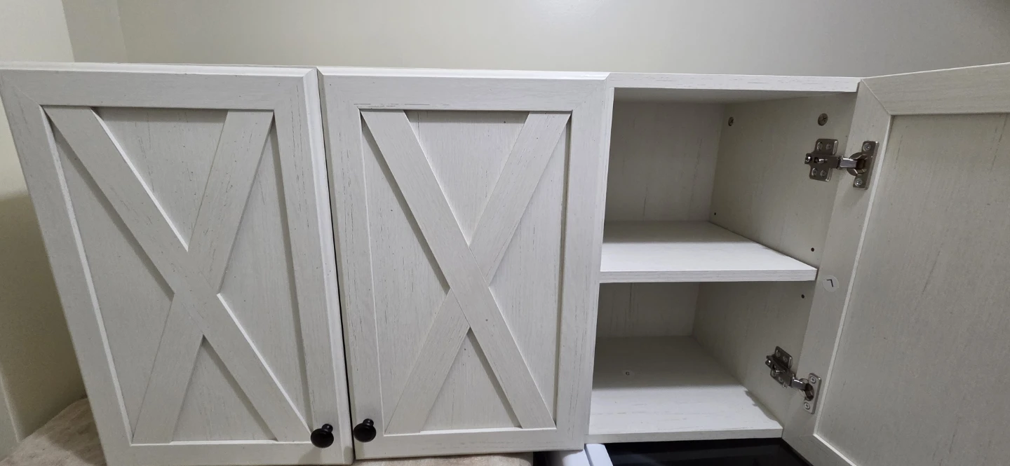 White Farmhouse Style Wall Cabinet with Doors
