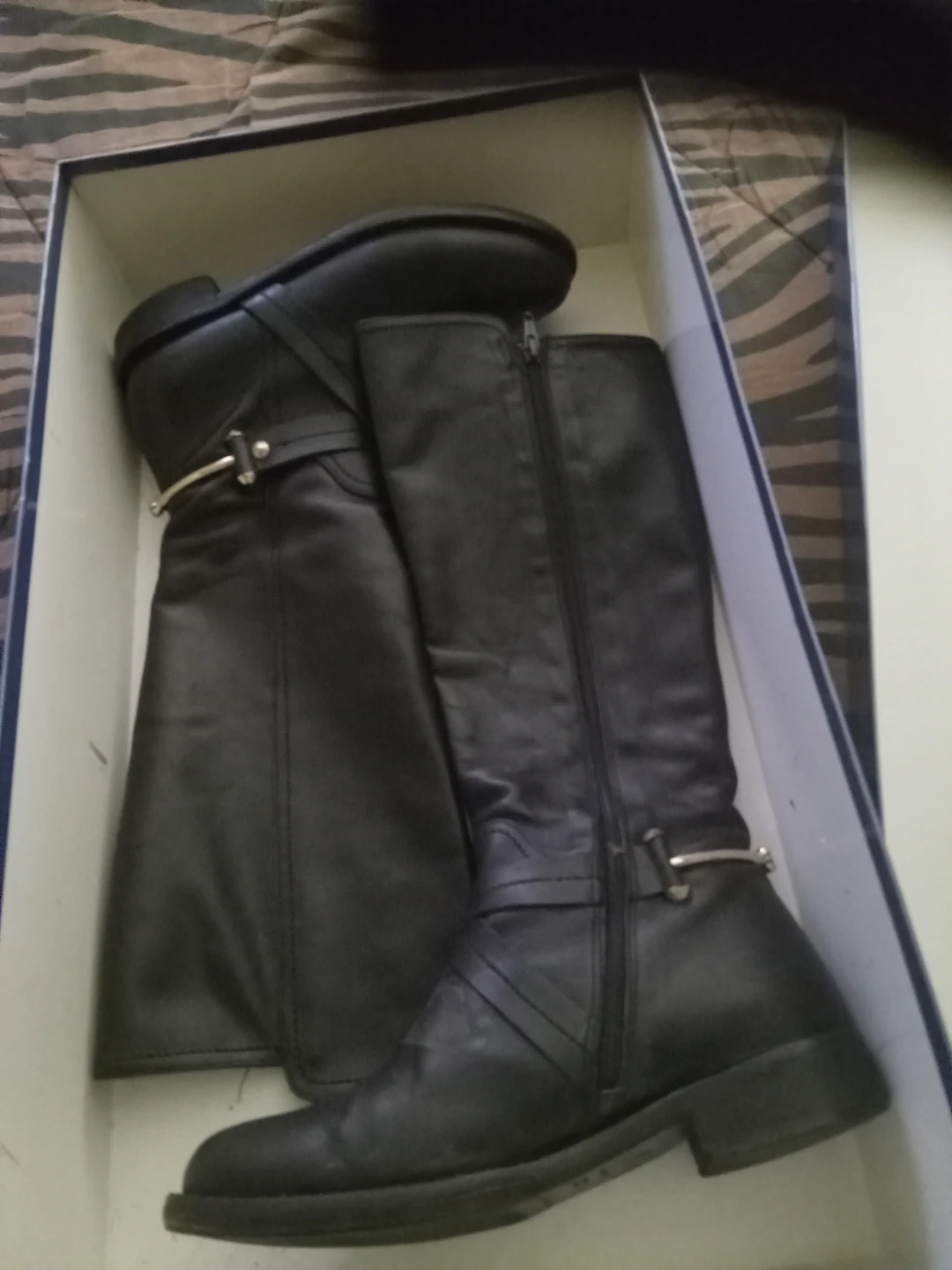 Napoleoni Black Leather Tall Boots with Buckle Detail - photo 2