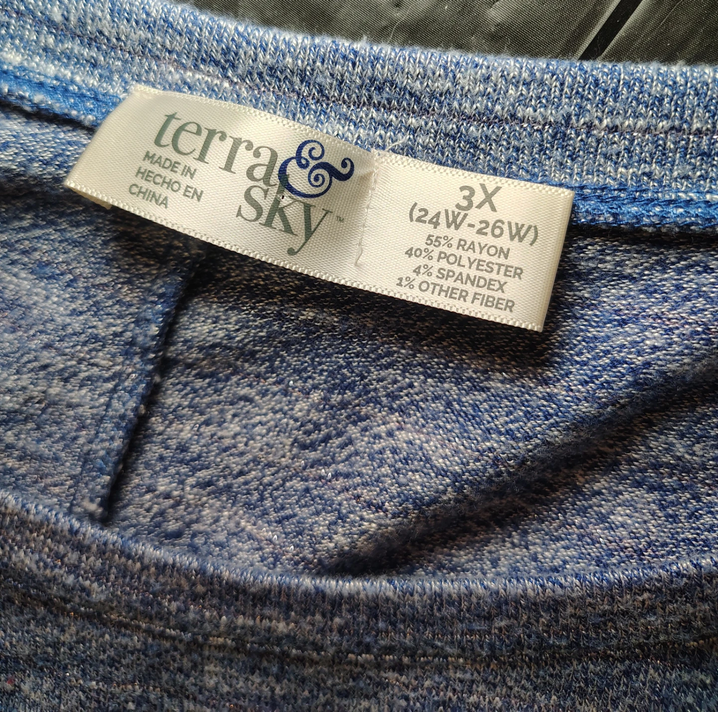 Terra & Sky Blue Marled Sleeve Tie Knit Top 3X - photo 3