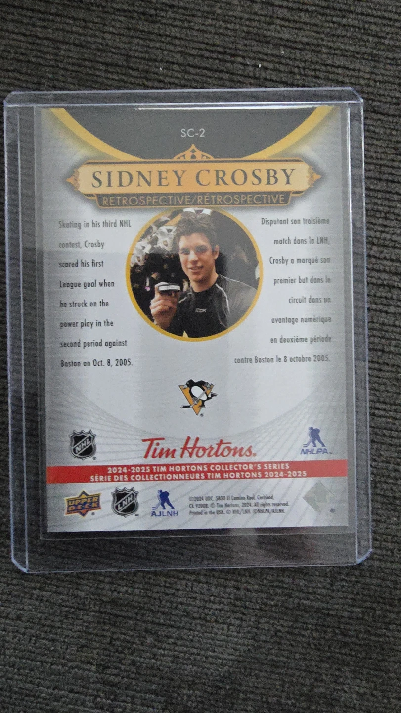 Sidney Crosby Retrospective Hockey Card - Upper Deck - photo 2