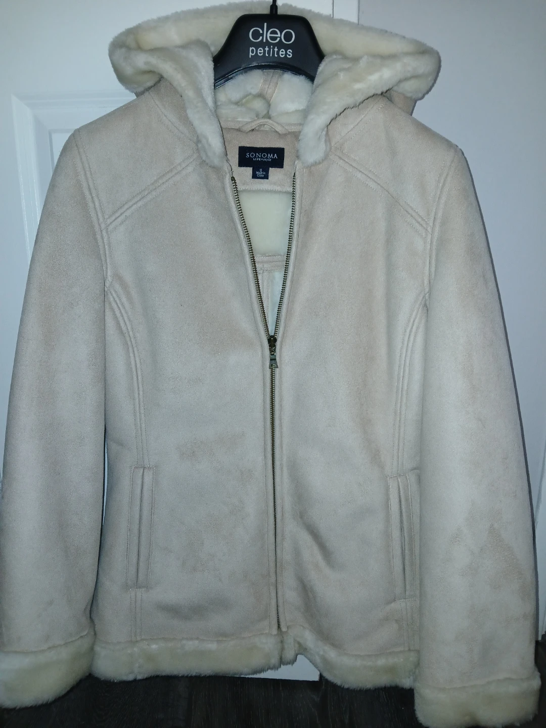 Sonoma Life + Style Hooded Faux Suede Sherpa Lined Jacket