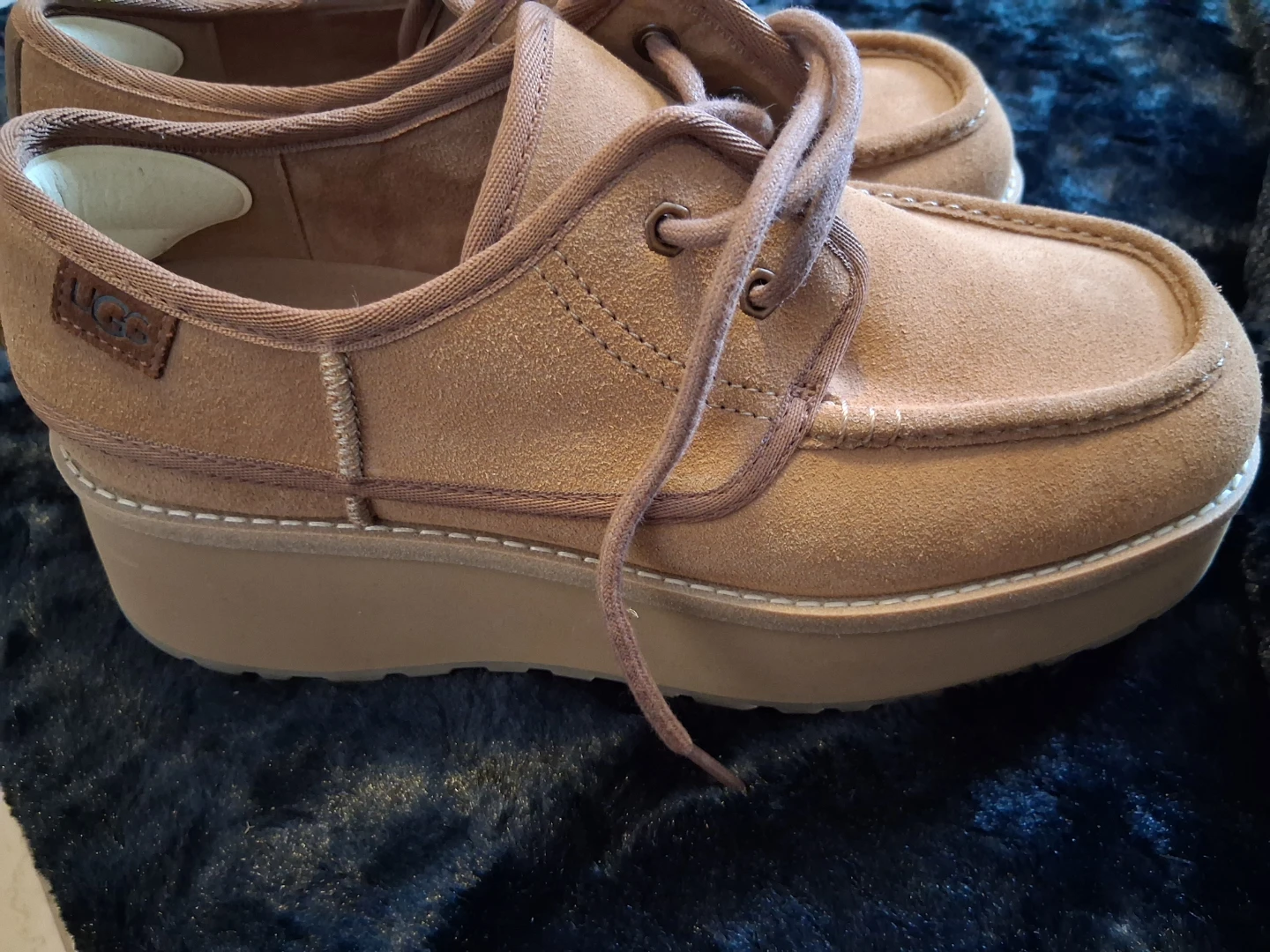 UGG Suede Slip-on Platform Shoes - Tan - photo 4
