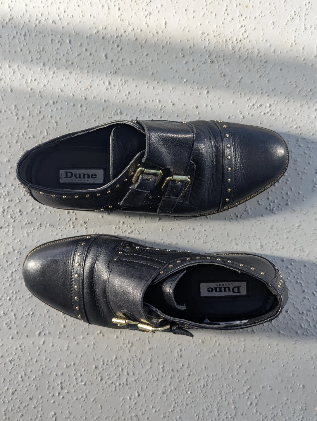 Dune London Black Studded Double Buckle Loafers