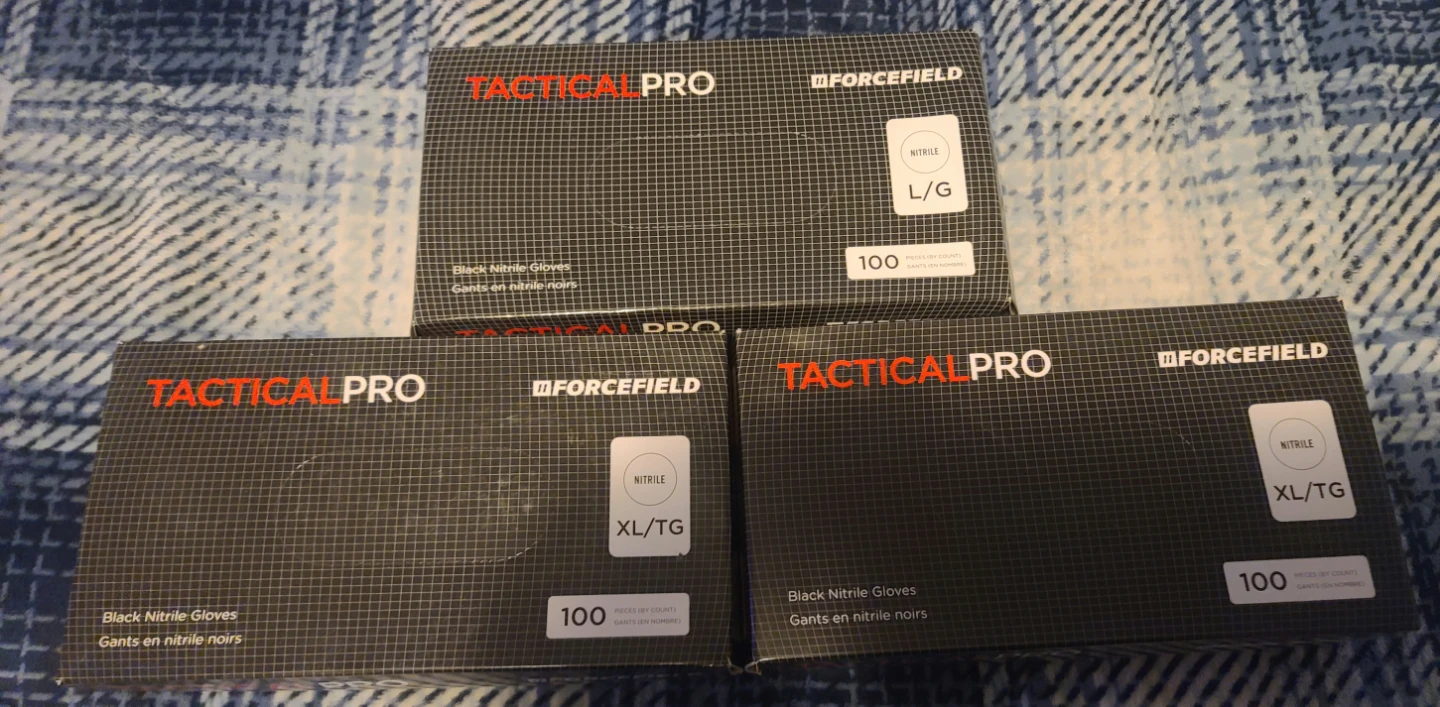 Tactical Pro Forcefield Black Nitrile Gloves (L/XL/XXL)