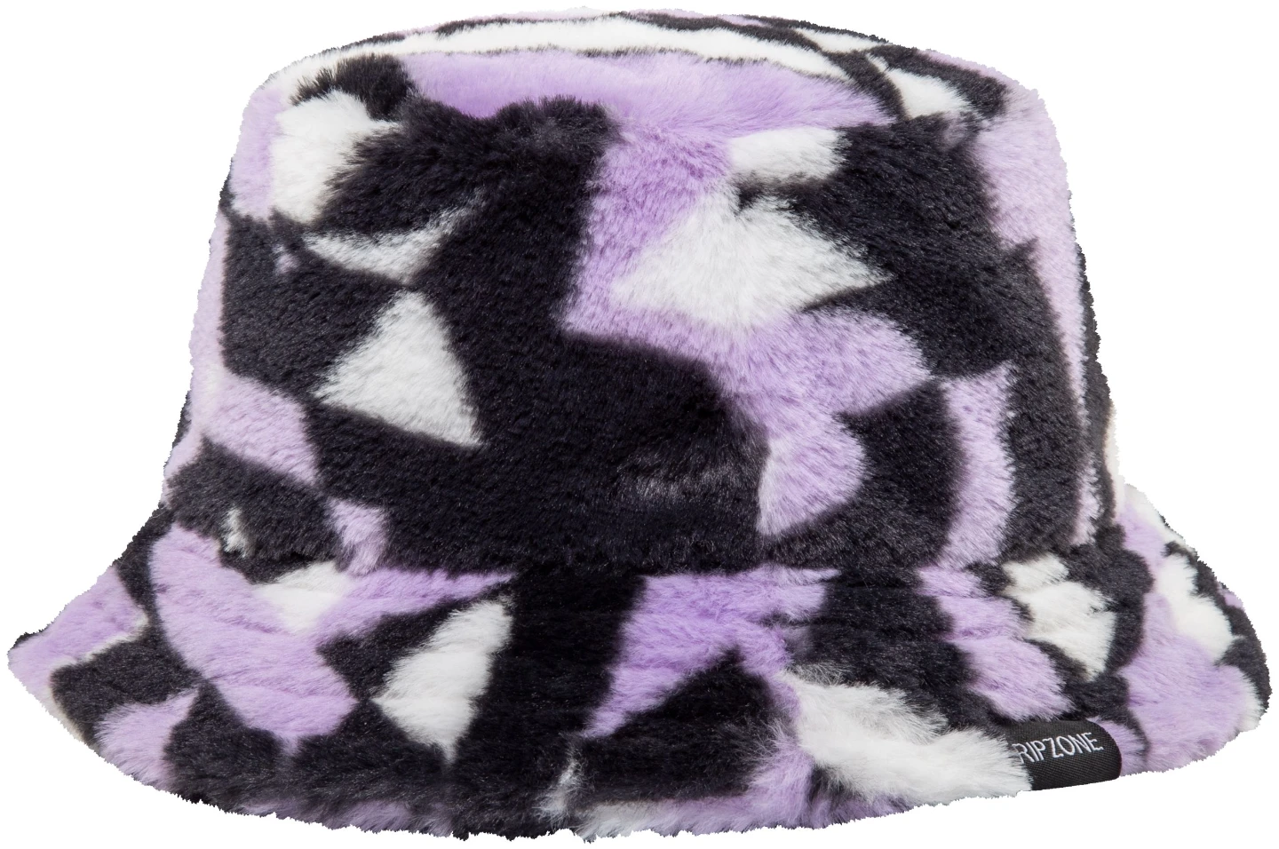 RIPZONE Faux Fur Bucket Hat - Purple Black White Checkered - photo 2