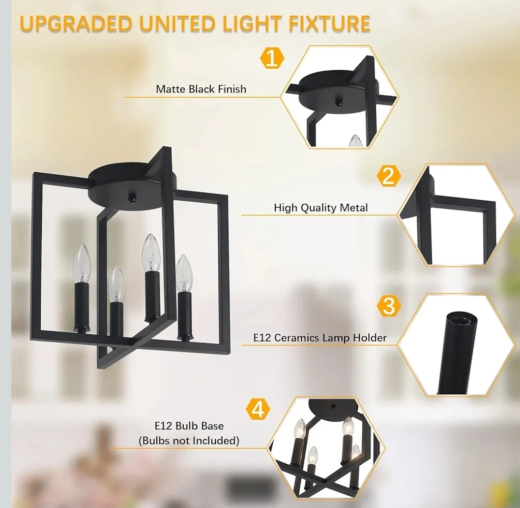 4-Light Semi Flush Mount Ceiling Light Fixture - photo 4