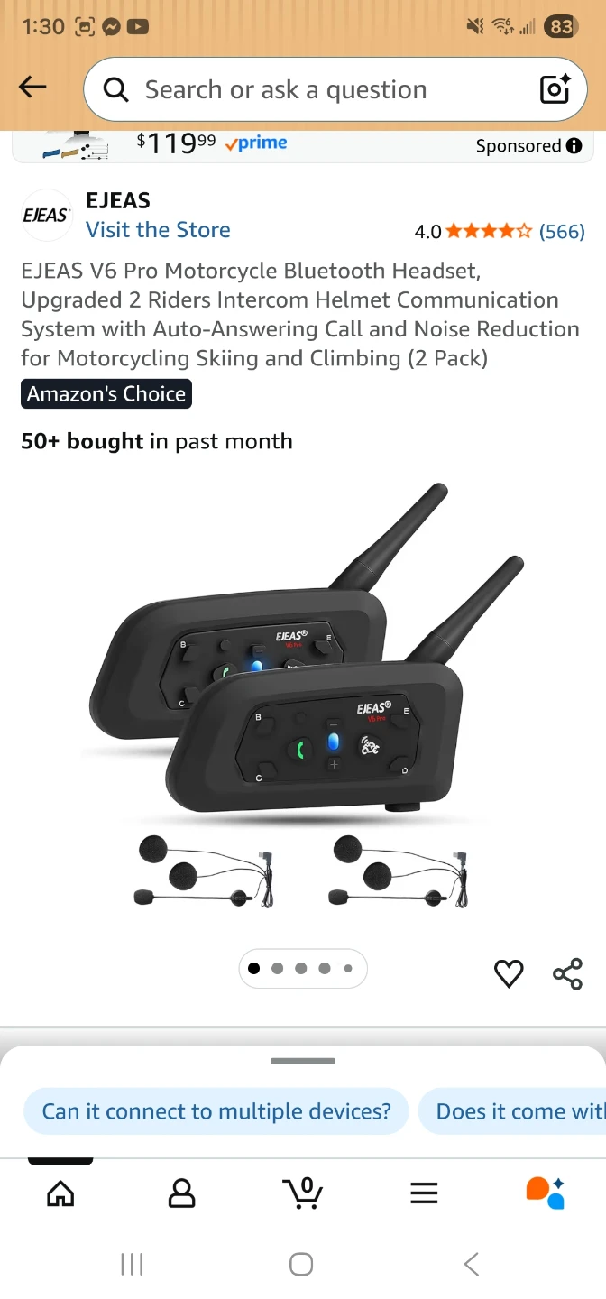 EJEAS V6 Pro Motorcycle Bluetooth Headset (2 Pack) - photo 3