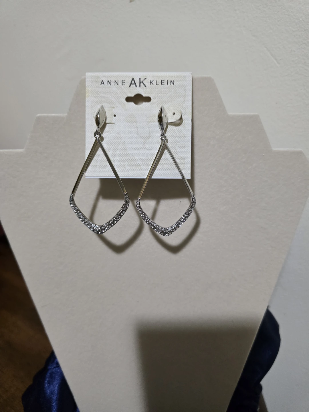 Anne Klein Silver Tone Teardrop Earrings with Crystals - photo 5