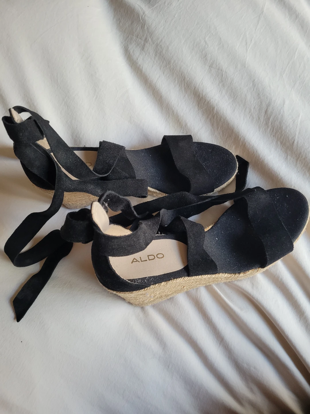 🏆ALDO Black Espadrille Wedge Sandals with Ties🏆 - photo 3