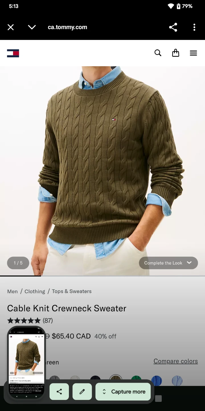 Tommy Hilfiger Cable Knit Crewneck Sweater - Olive Green🏆