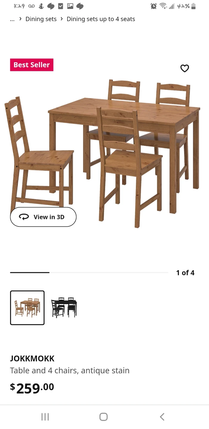 IKEA JOKKMOKK Dining Set - Table and 4 Chairs, Antique Stain