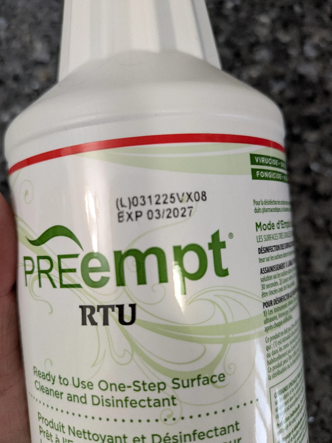 PREempt RTU Ready to Use Surface Cleaner and Disinfectant 1L - photo 2