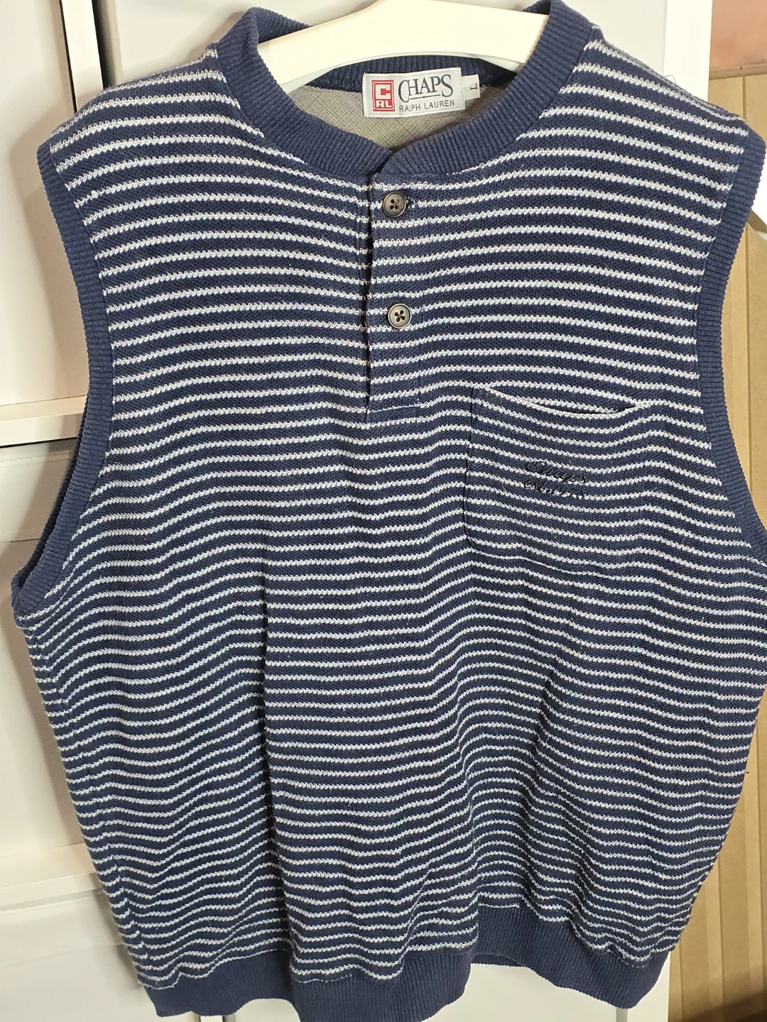 Vintage Chaps Ralph Lauren Striped Knit Vest mens Large