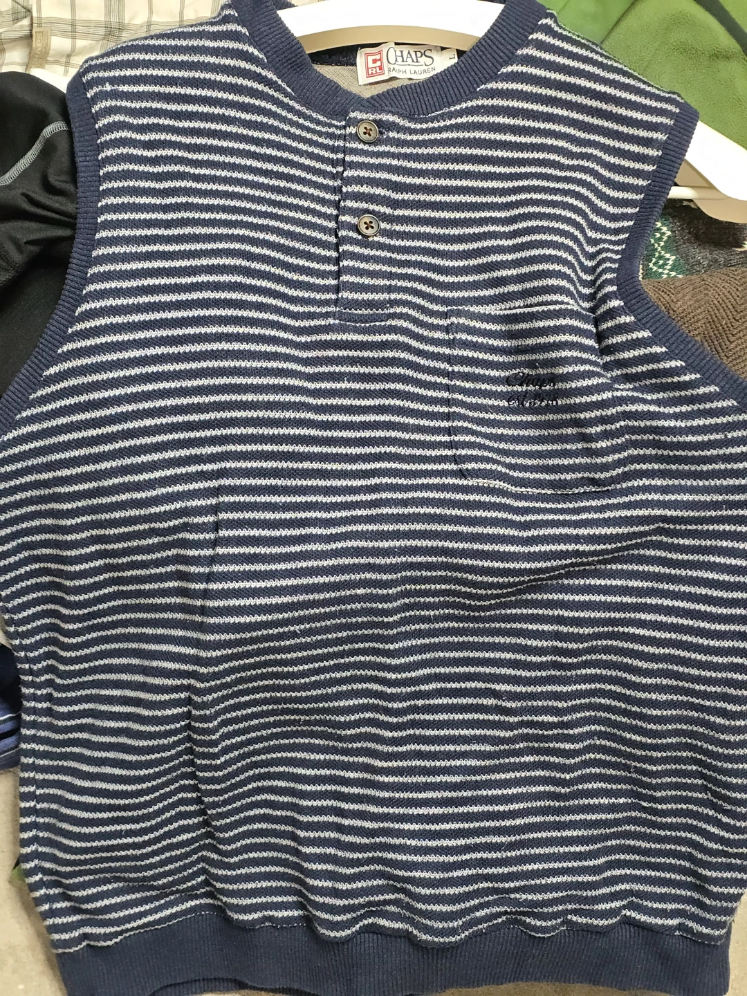 Vintage Chaps Ralph Lauren Striped Knit Vest mens Large - photo 5
