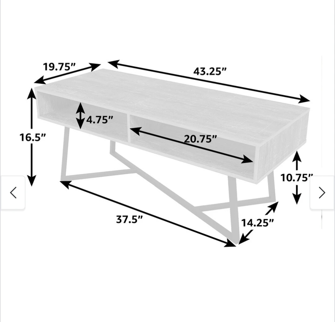 Modern Wood Coffee Table with Storage - 43.25" L - photo 2