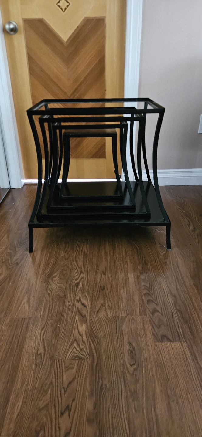 2 Black Metal Tiered Shelf Unit - photo 2