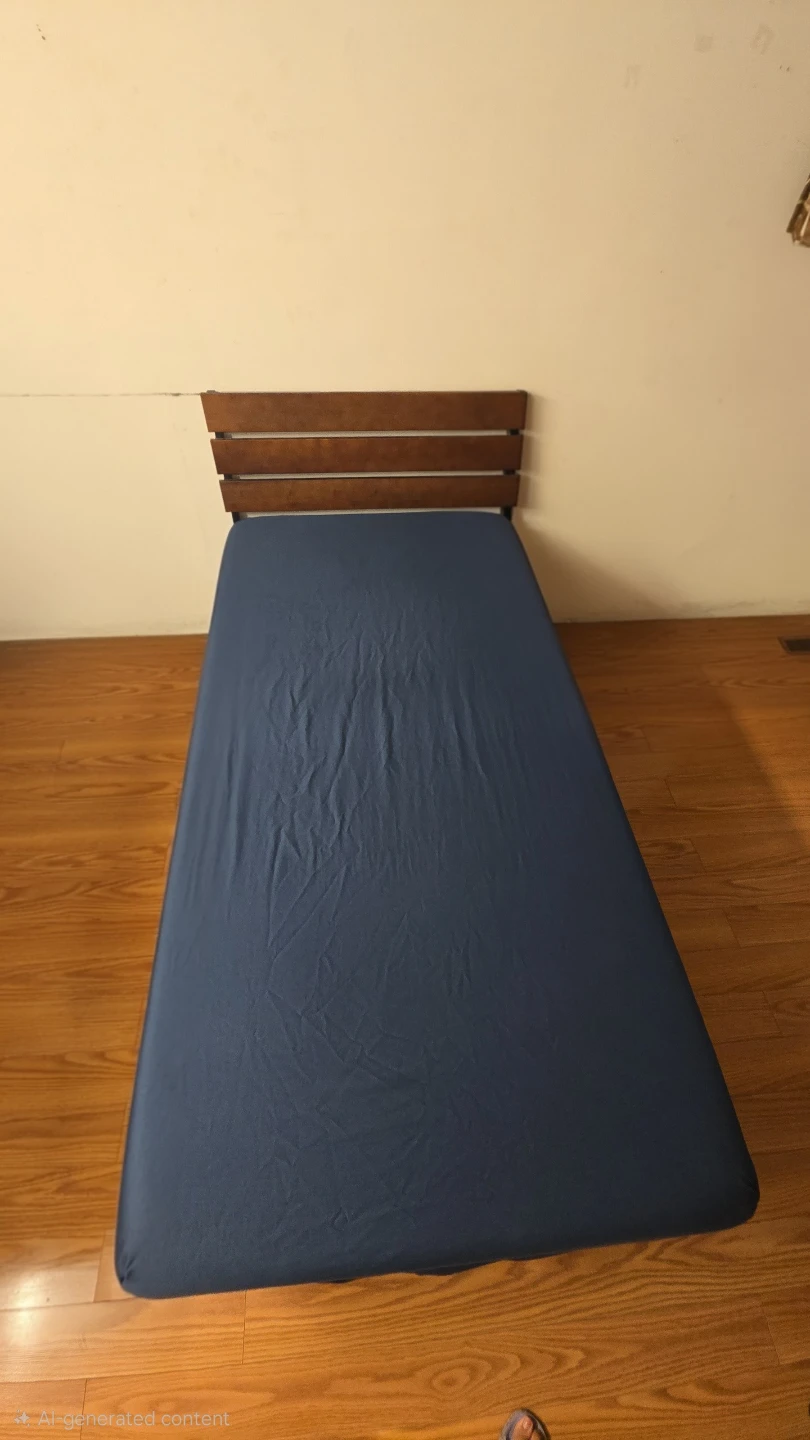 Zinus Twin Mattress with Navy Blue Sheet Set
