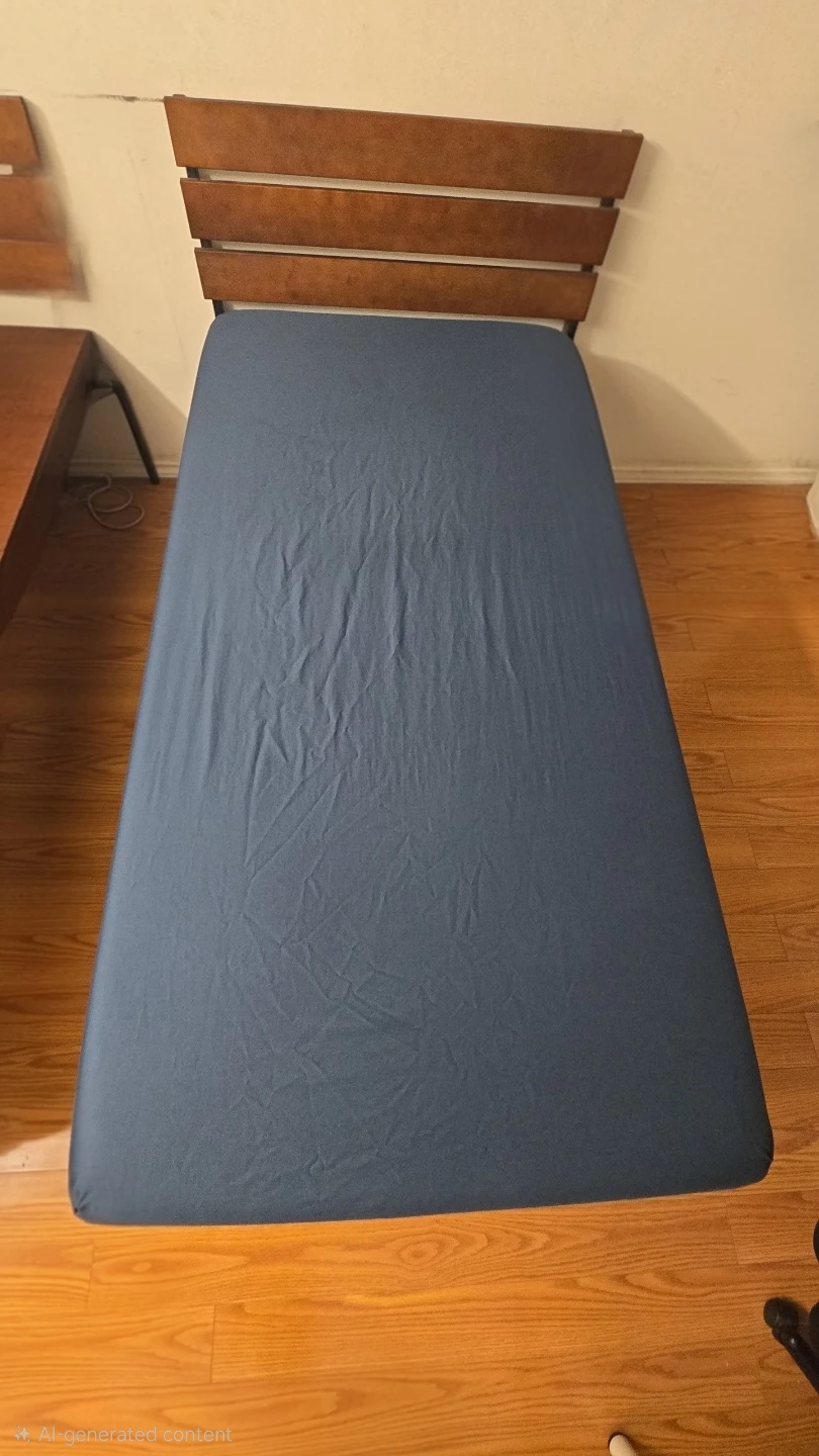 Zinus Twin Mattress with Navy Blue Sheet Set - photo 2