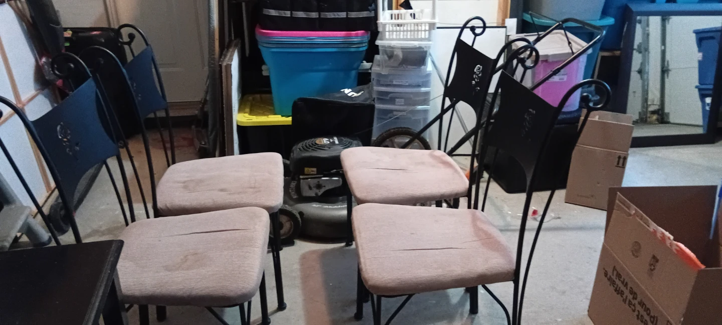 Set of 4 Metal Dining Chairs with Fabric Seats