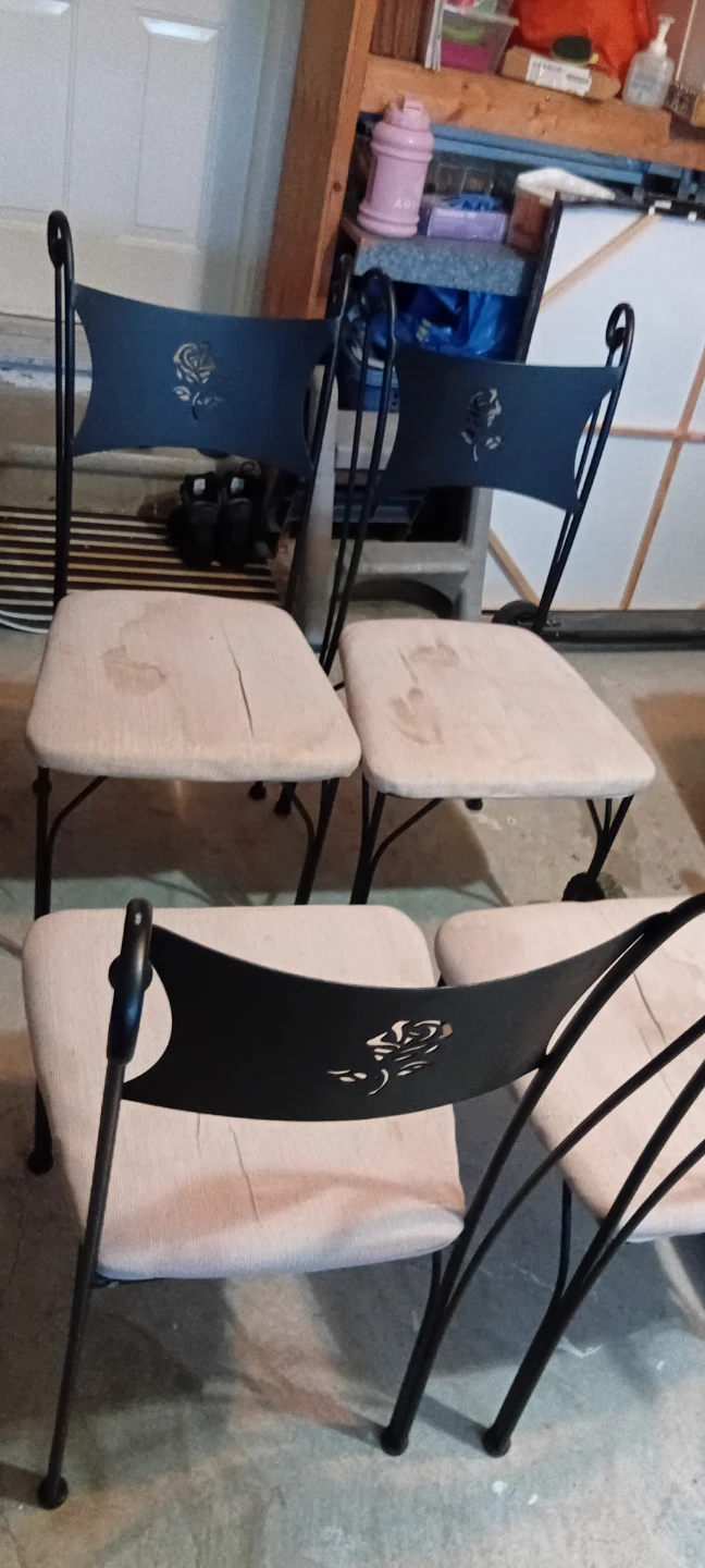 Set of 4 Metal Dining Chairs with Fabric Seats - photo 2