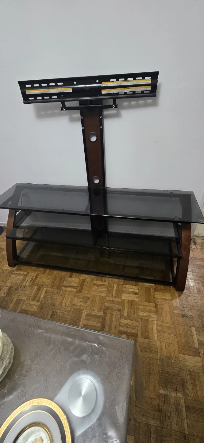 Glass and Wood TV Stand with Mount - photo 2