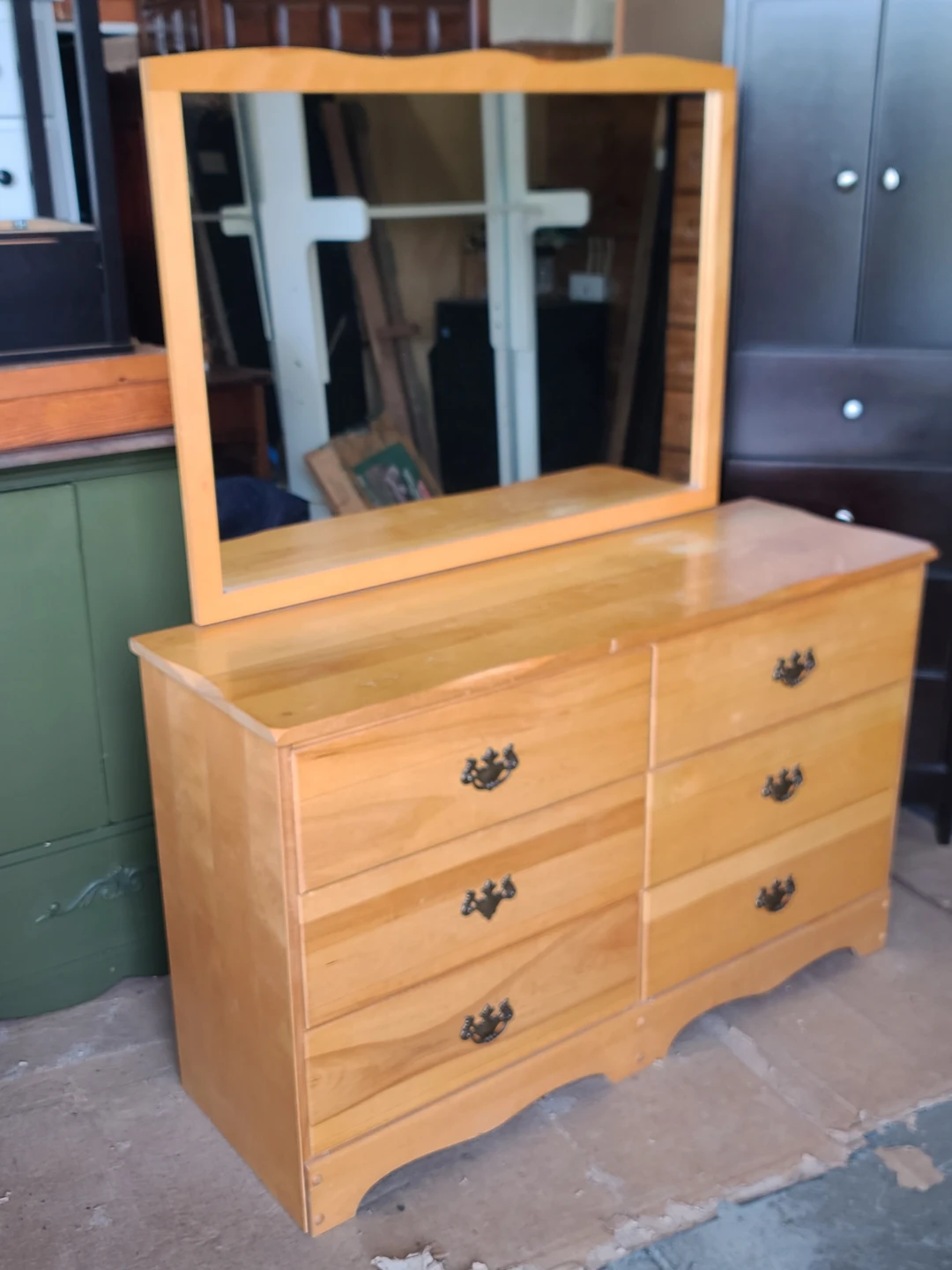 Light Wood Dresser with Mirror