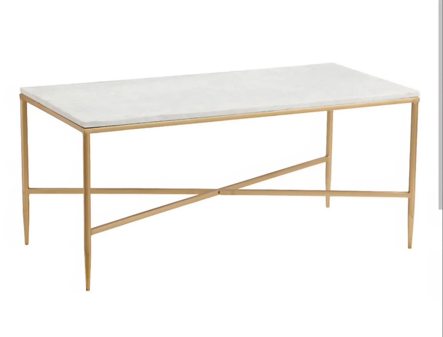 West Elm Coffee Table - Real Marble Top & Gold Base - photo 4