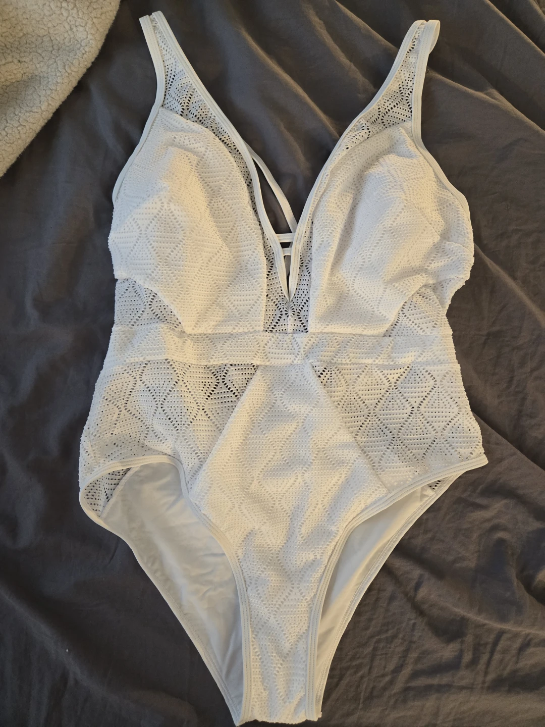 White Crochet One-Piece Swimsuit 🏆