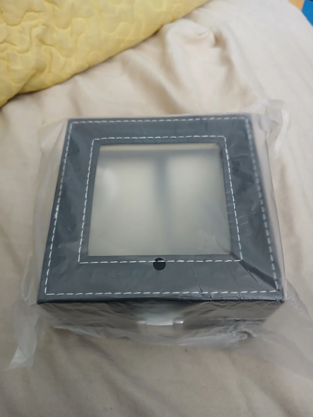 Black Faux Leather 2-Slot Watch Box with Clear Lid - photo 3