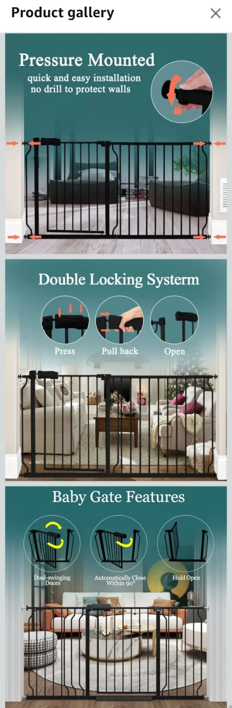 Baby Gate Wide Pressure Mount 29.13-33.86inch 74-86cm - photo 3