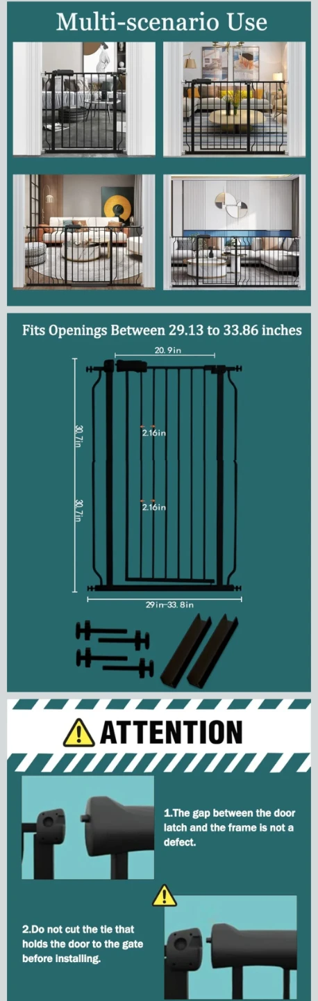 Baby Gate Wide Pressure Mount 29.13-33.86inch 74-86cm - photo 4