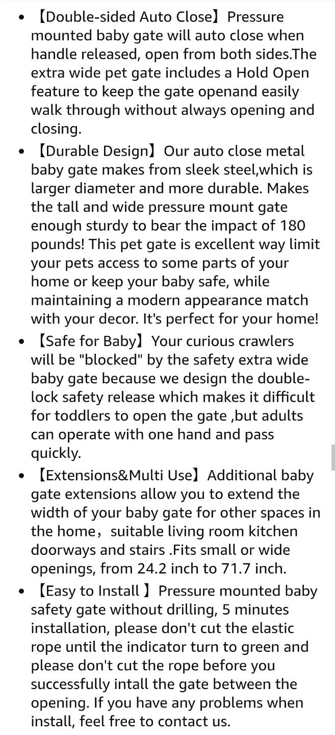 Baby Gate Wide Pressure Mount 29.13-33.86inch 74-86cm - photo 5