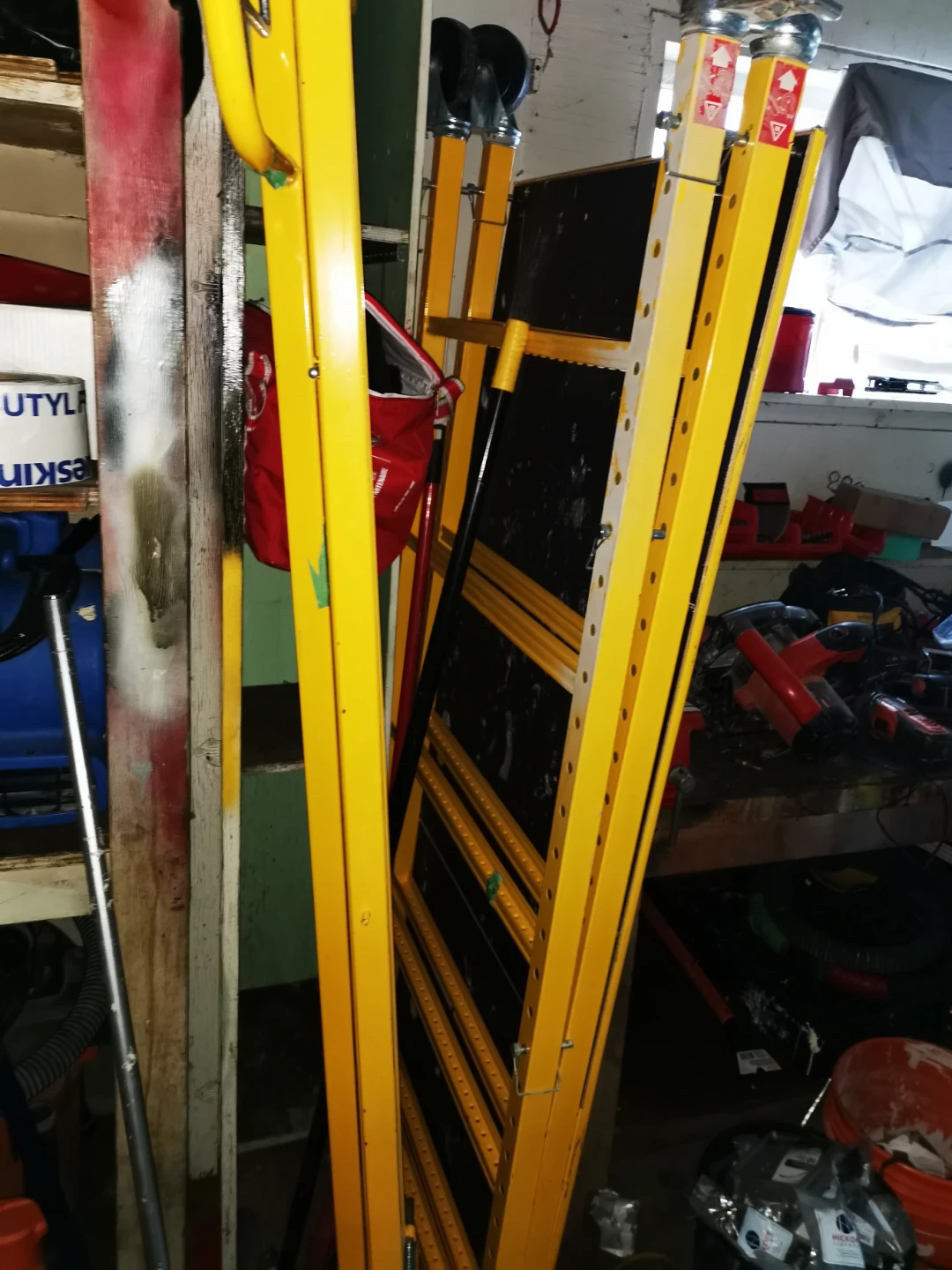 Yellow Scaffolding Frame with Wheels