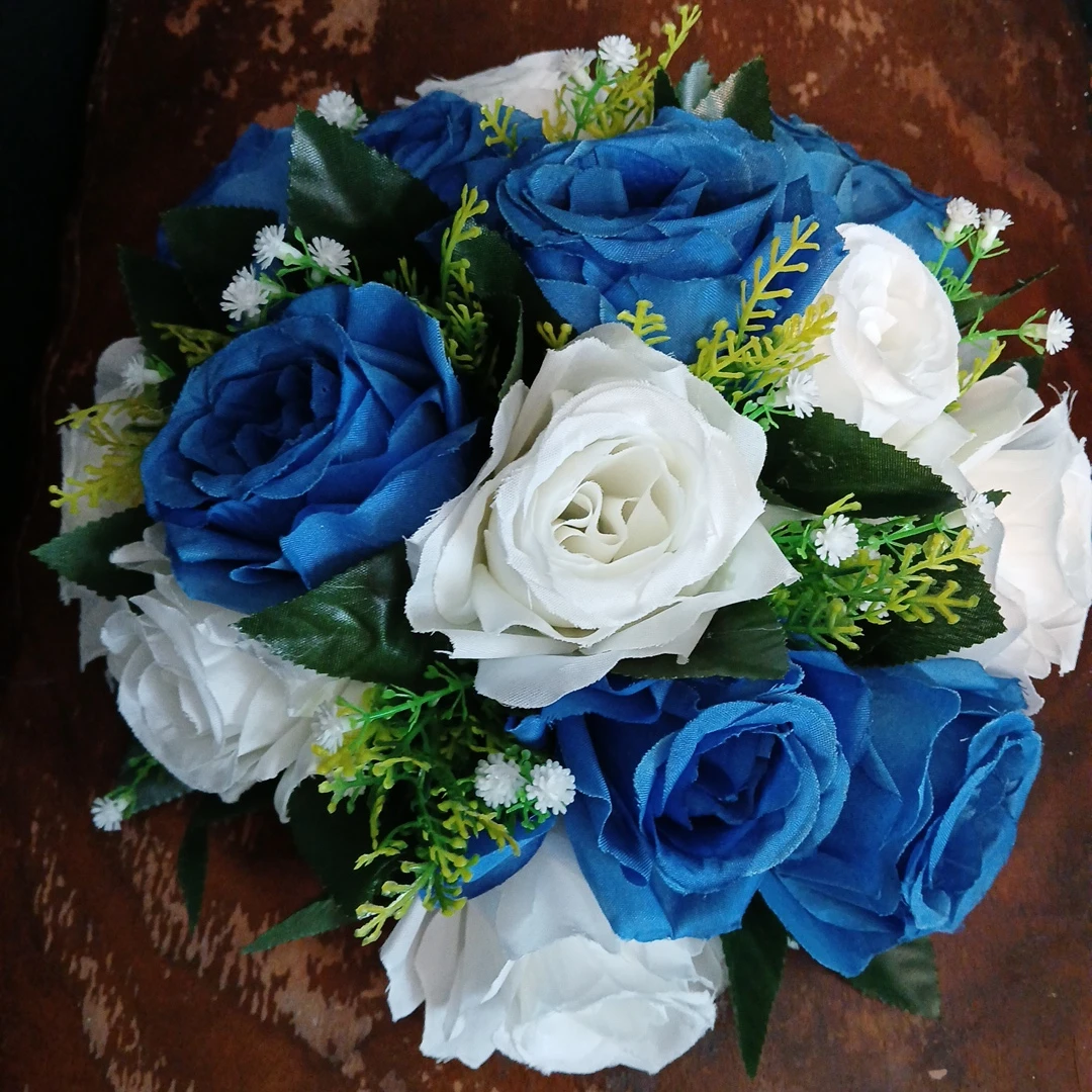 Pack of 6 Artificial Flower Arrangement Blue and White
