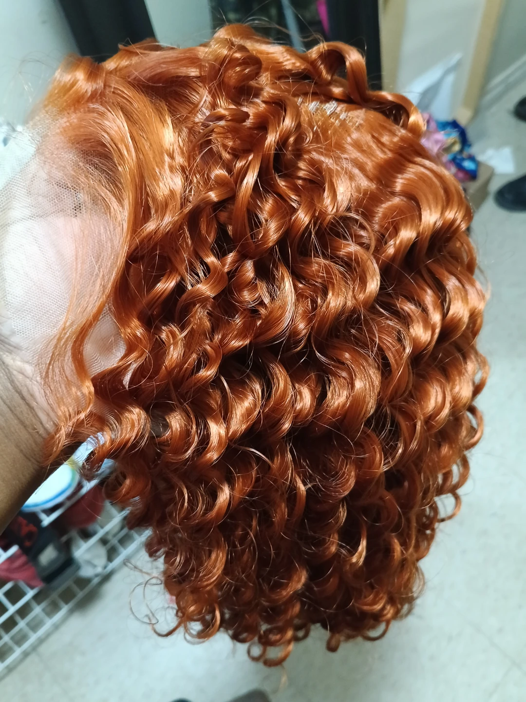 New!Copper Red Curly Wig Long Deep Wave Synthetic Lace Front - photo 5