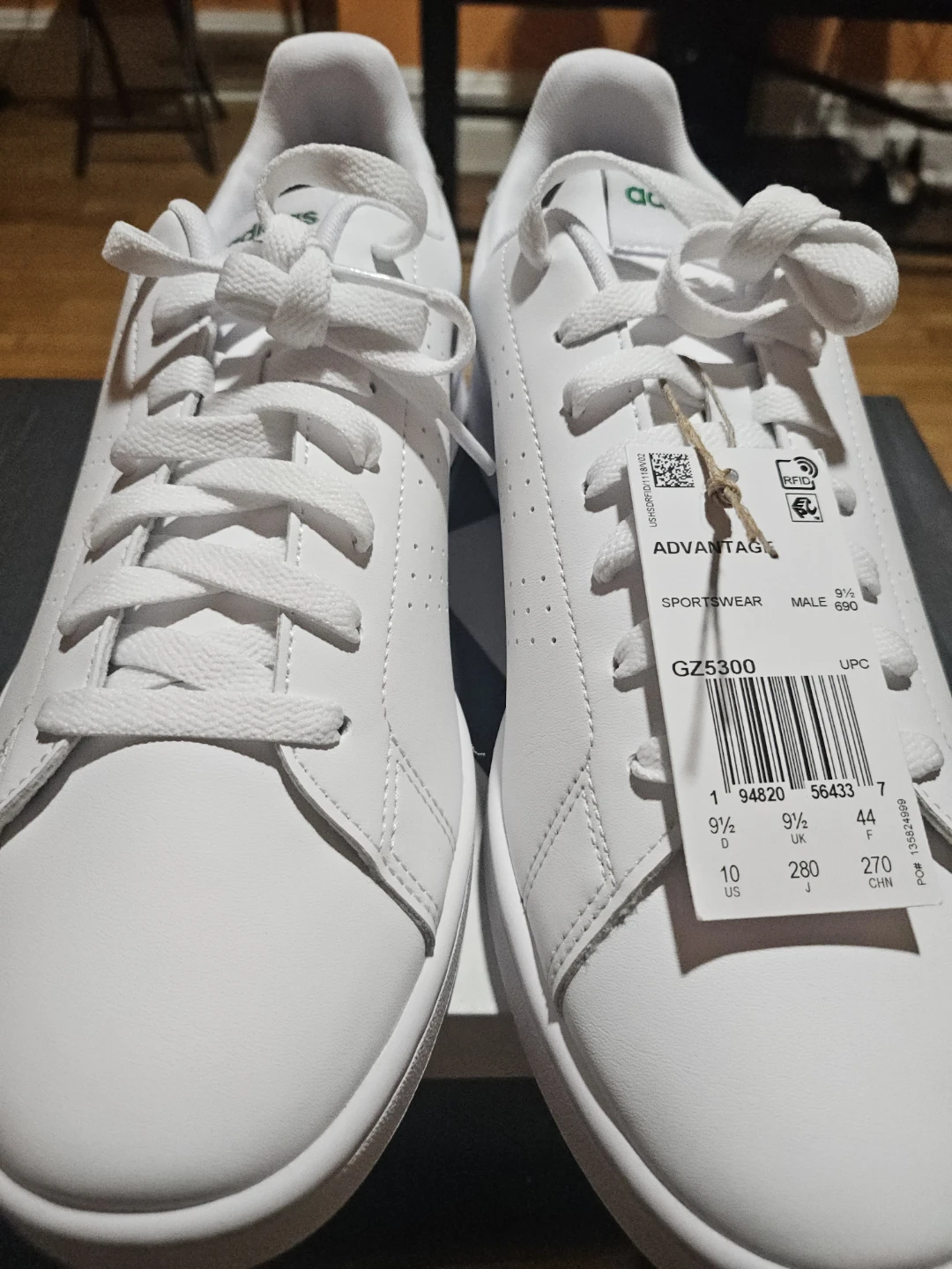 Adidas Advantage Sportswear Sneakers White Green Size 10 - photo 4