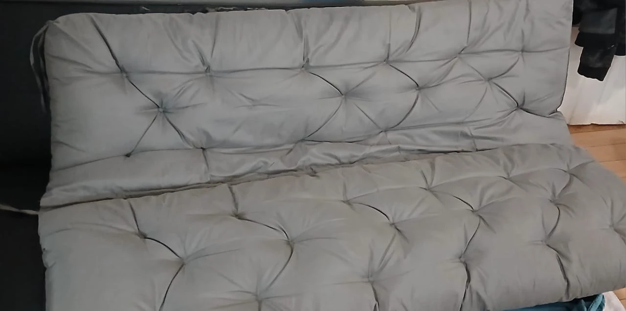 Grey Tufted Futon Mattress Pad