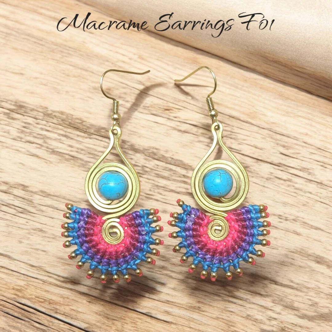 Macrame Hoop Earrings F01🏆