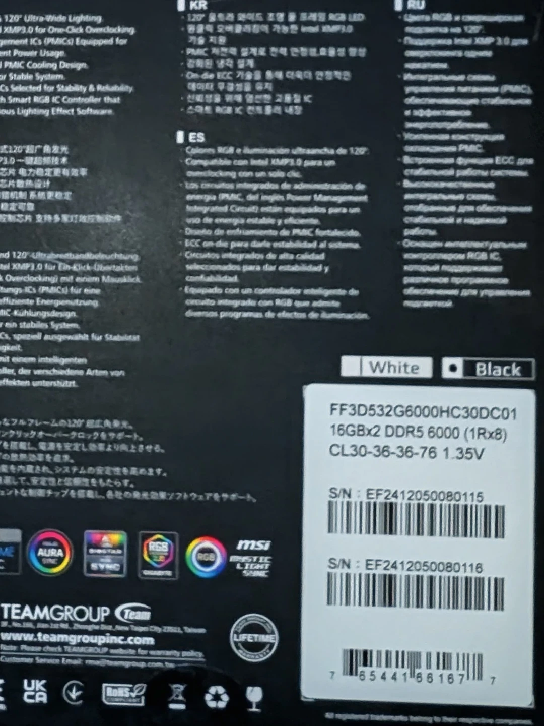 TeamGroup T-Force Delta RGB DDR5 32GB 6000MHz CL30 Black - New - photo 2