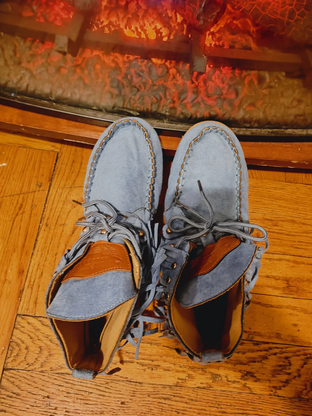 🏆 foe Suede Moccasin Boots - Light Blue size 41 - photo 4