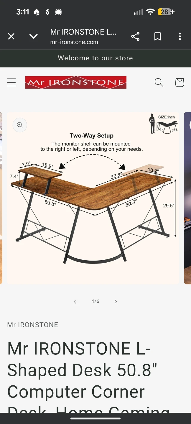 Mr. Ironstone L-Shaped Corner Desk + Monitor Stand - photo 2