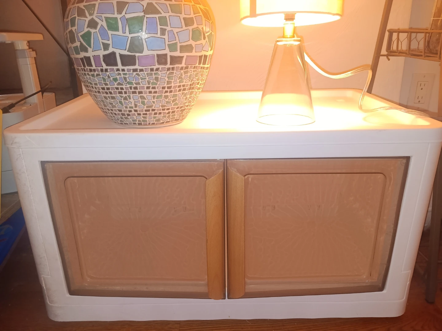 White Storage Cabinet with Double Doors