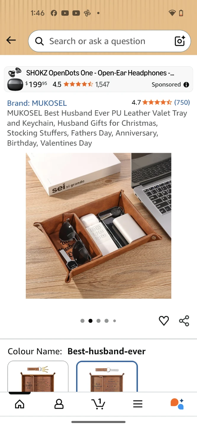 MUKOSEL Best Husband Ever PU Leather Valet Tray and Keychain - photo 2